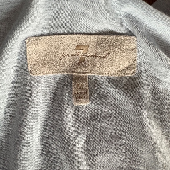 7 For All Mankind Blue Scoop Neck T-Shirt Size Medium, Short Sleeve - Picture 7 of 8